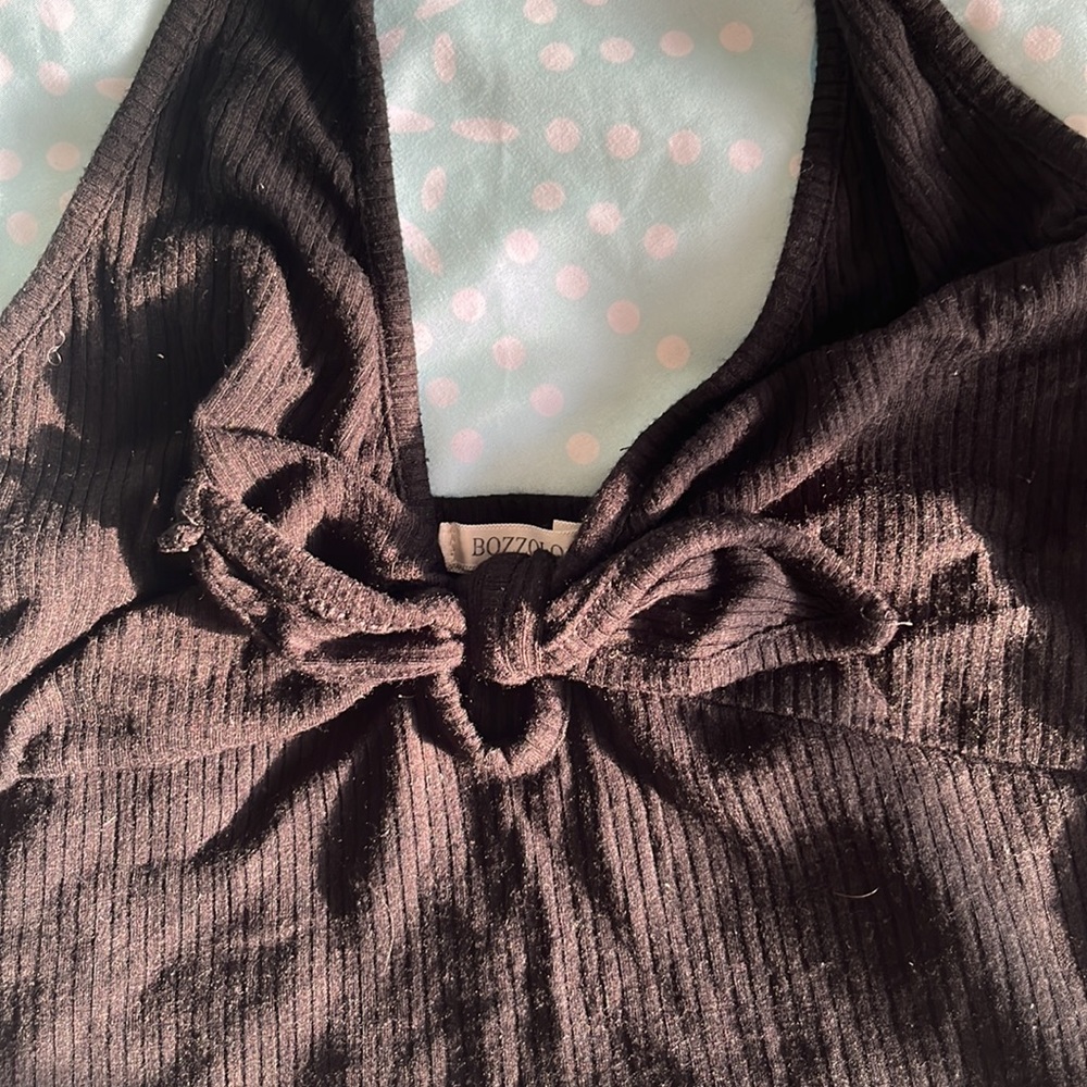 Black Ribbed Summer Halter top - Picture 3 of 5